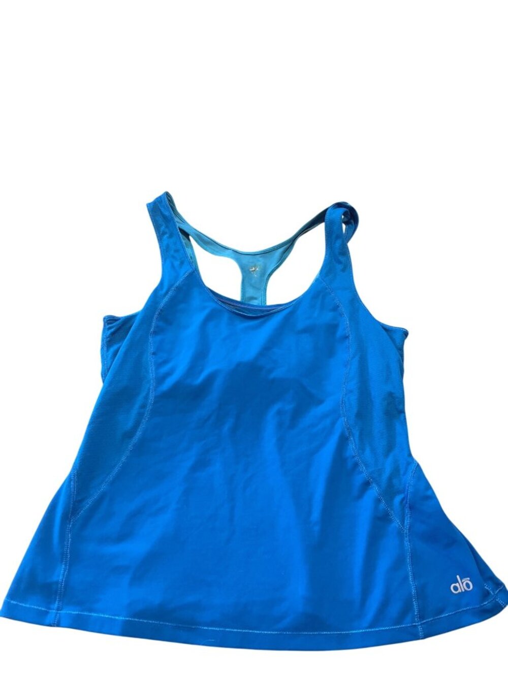 Alo Yoga Blue Racerback Activewear Tank Top Womens Size XL built in bra workout